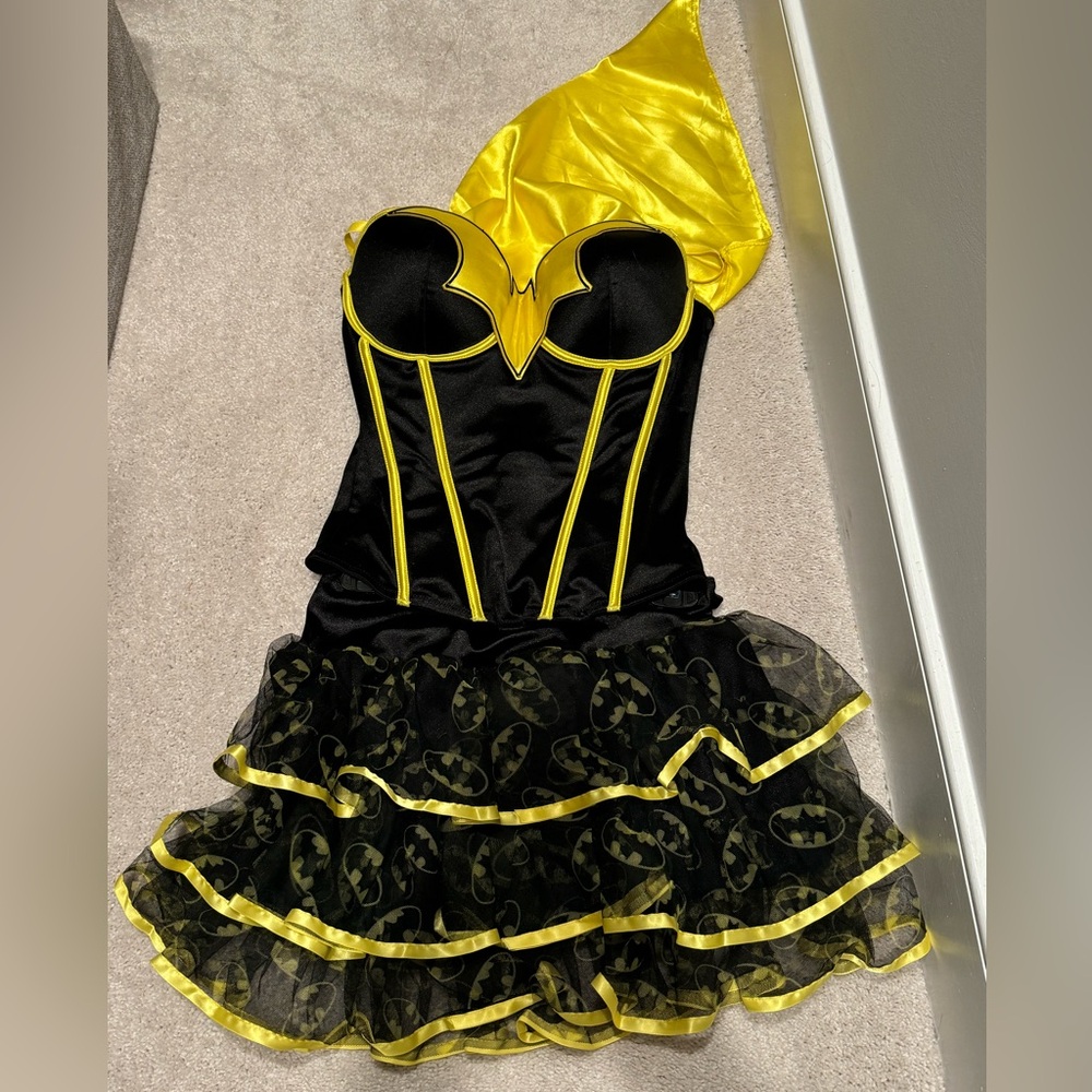 Bat woman costume with corset top and cape
